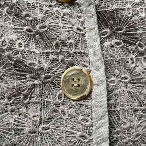 Malandrino Womens Embroidered Duster Linen Lace Dress 42 3/4 Length Sleeve Retro - Picture 10 of 10